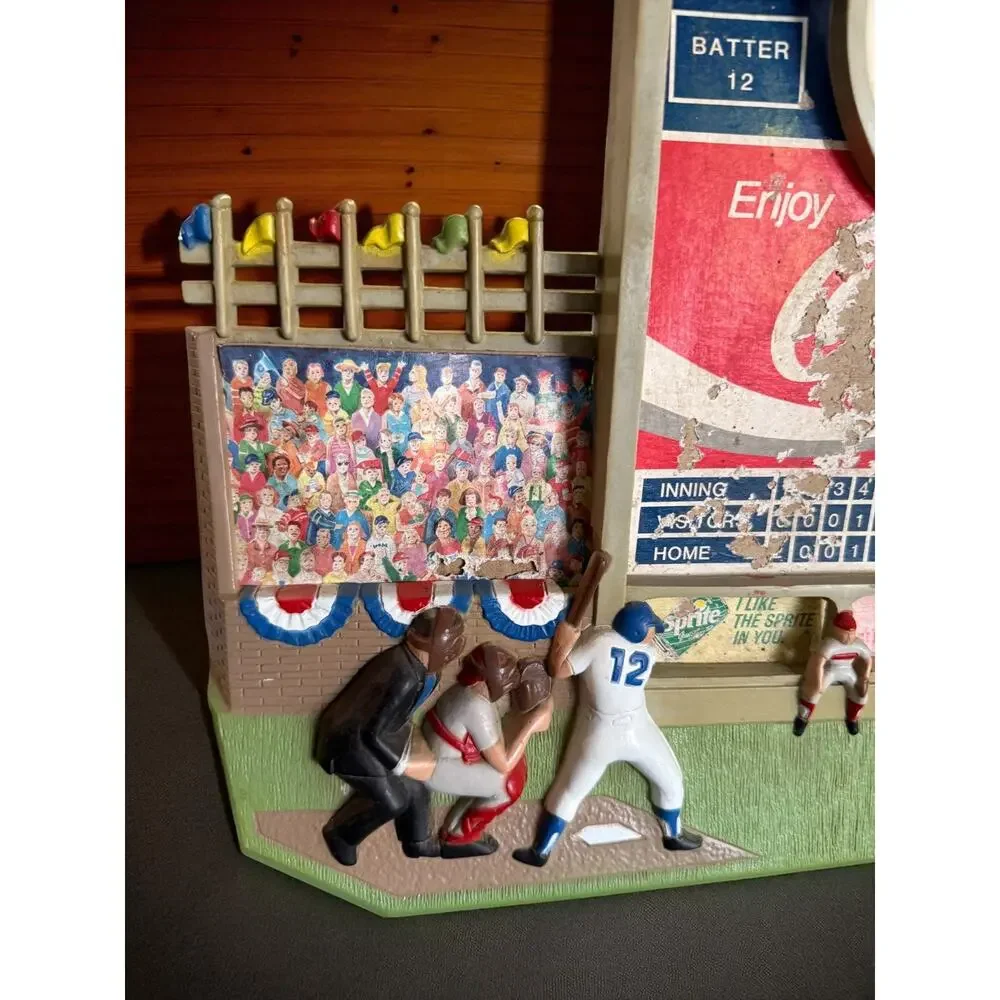 Vintage 1991 Coca-Cola Baseball Wall Clock Burwood 3216 Stadium Scene USA 22x15